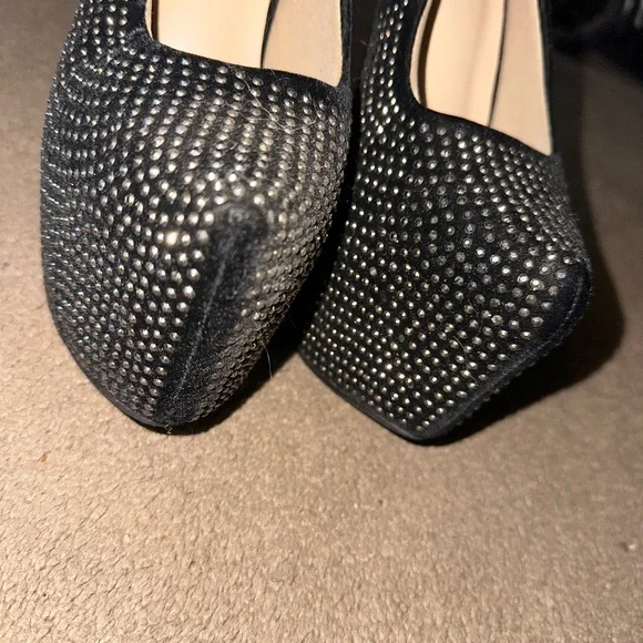 Like new Womens Delicacy silver rhinestone black platform heels! - Picture 3 of 5
